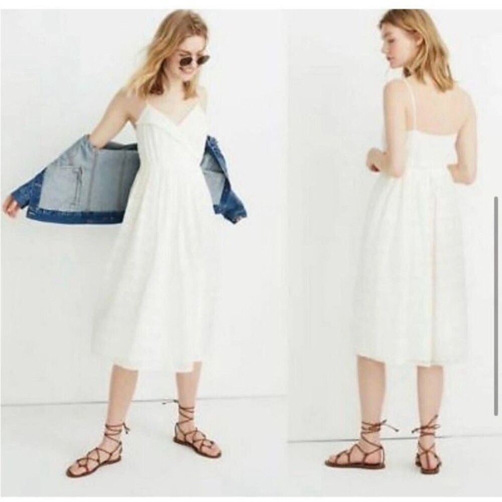Madewell Size XS Floral Embroidered Pleat Wrap Midi Dress NWT💖 - Picture 6 of 14